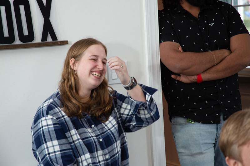 Katie laughing in office